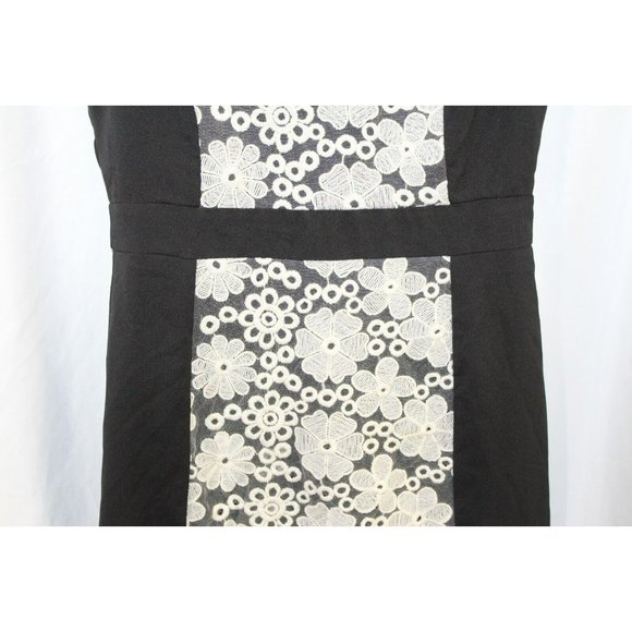 Annabella Womens Black White Floral Lace Inset Sleeveless Dress M NWT FLAW - Picture 3 of 8